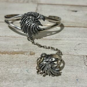❤️Vintage 95’ Signed EJC American Eagle & Chain Ring